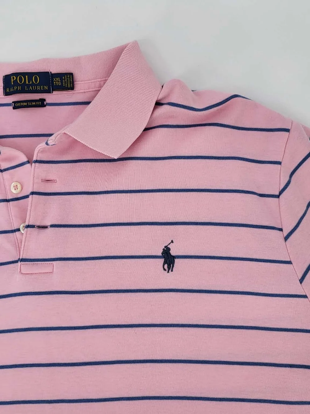 Ralph Lauren Pink Polo with Navy Stripes